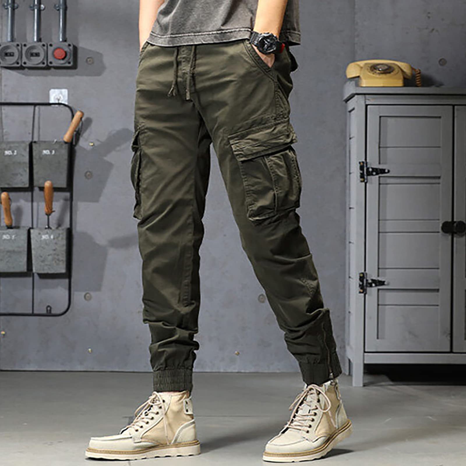Marca Di Pantaloni Da Uomo Pantaloni Di Lino Da Uomo Vita Elastica Con Tasche Con Cerniera Gamba Dritta Lavoro Casual Per Attività All'aperto Abbigliamento Quotidiano Tela Neri Per Gli Uomini