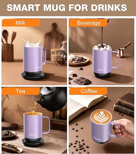 Miniatura 8 de Taza de café térmica T1-16oz, calentamiento rápido y mayor duración de la batería, taza de café autocalentable hasta 149   Botón físico y control