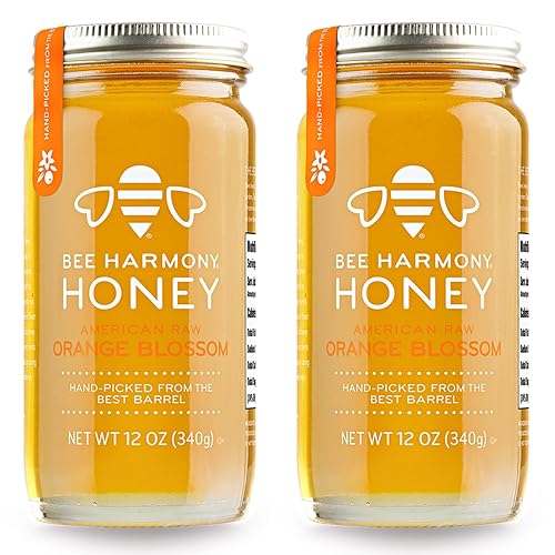 Bee Harmony American Raw Orange Blossom Miel, 12 onzas (paquete de 2)