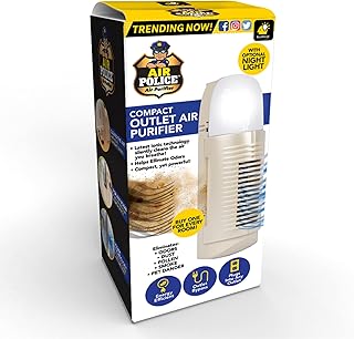 Air Police Advanced Ionic Air Purifier, Compact Odor Eliminator Plug in Air Purifier with Permanent Stainless Steel Filter, Portable Air Purifier & Built-in Nightlight