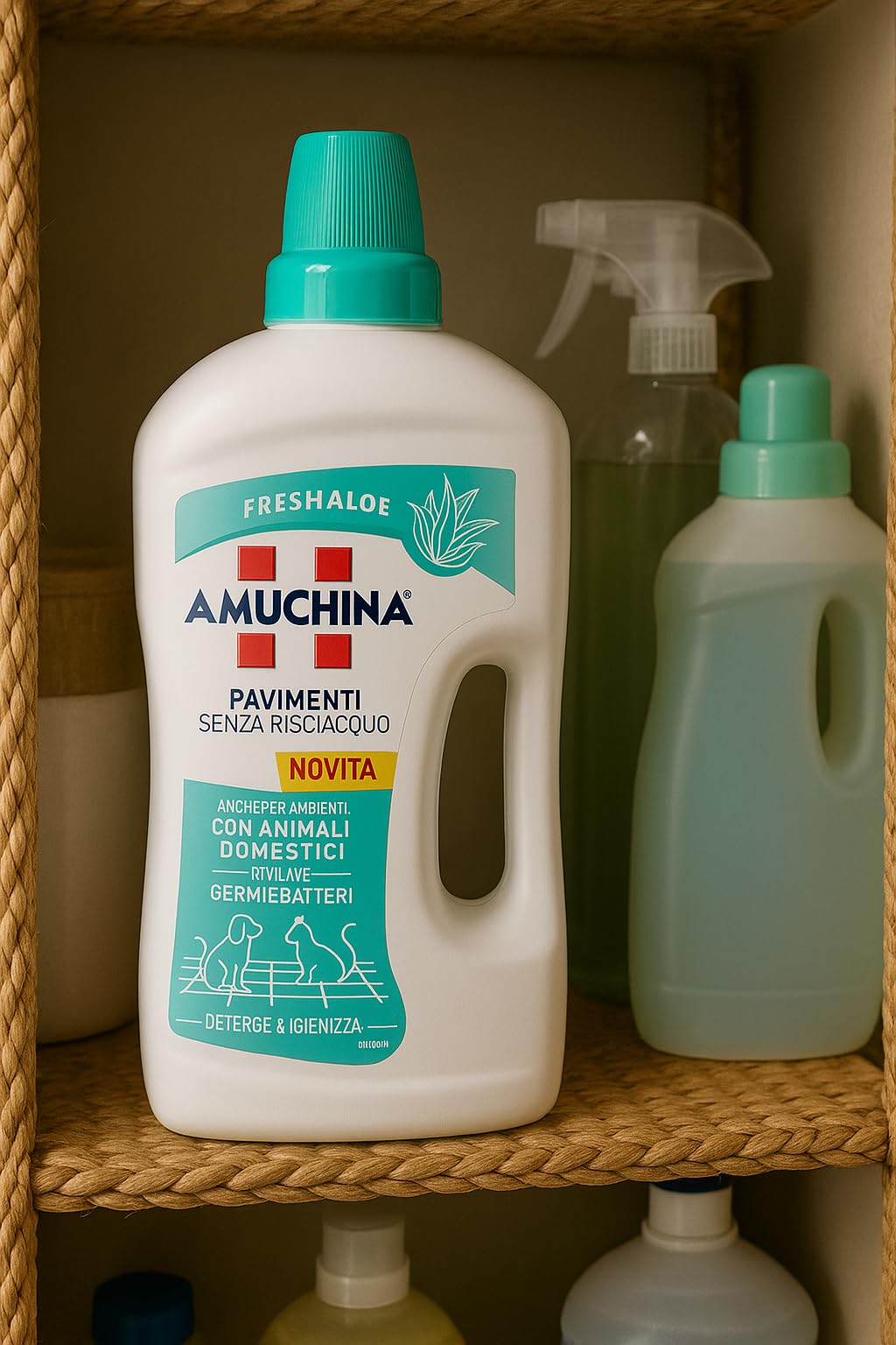 Detergente Igienizzante Pavimenti Senza Risciacquo – Fragranza Aloe – Per Ambienti con Animali Domestici – 12 Flaconi da 1,25L – Totale 15 Litri