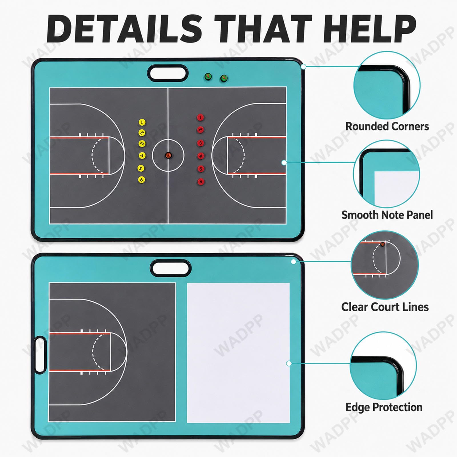 Pizarra Táctica de Baloncesto Magnética Doble Cara Cancha Completa y Media