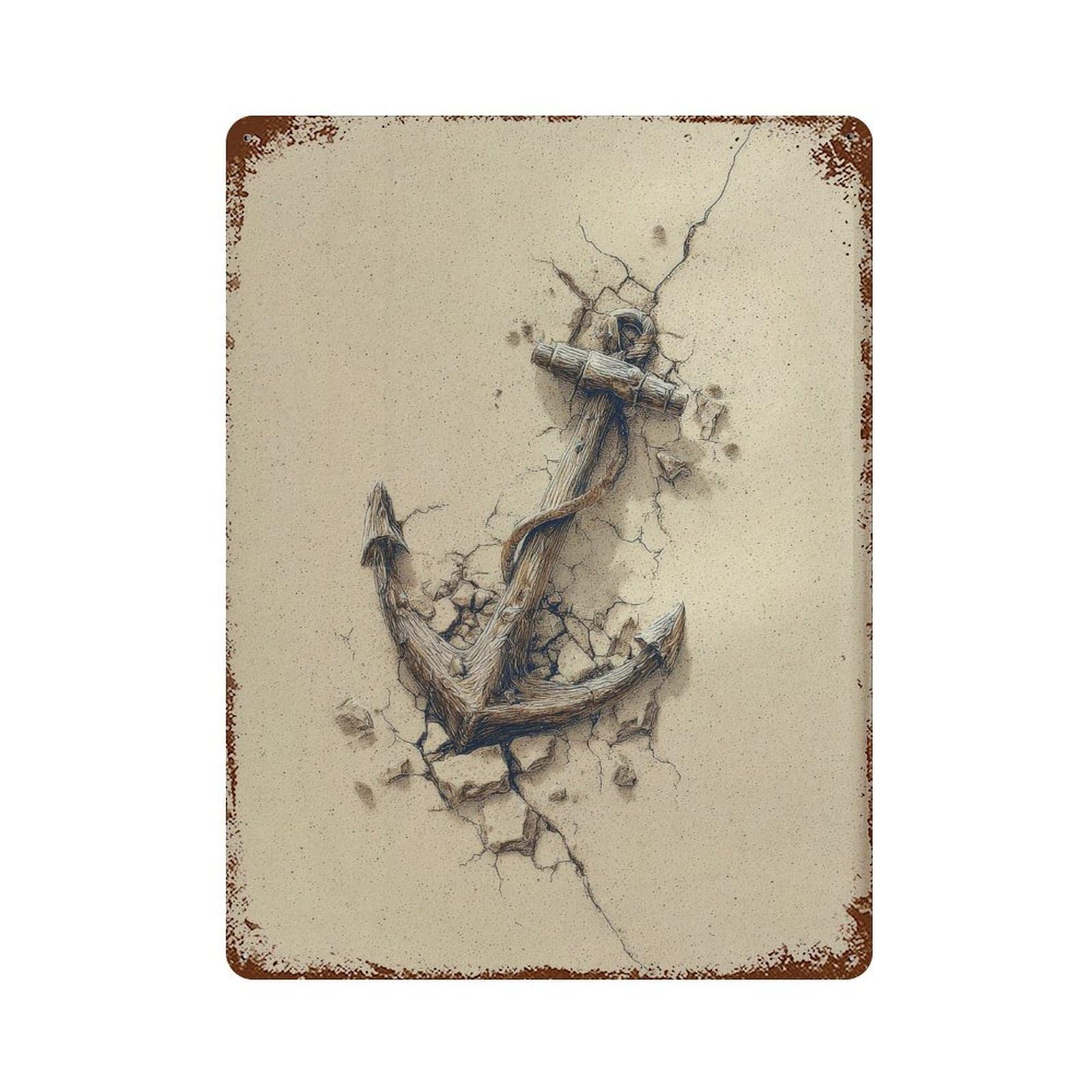 xiaoxiaoshen Wooden Anchor. Nautical Rustic Wall Decor Art Metal Tin Poster Modern Home Decor Art Home Bar Shop Decorations Vintage Sign 40x30cm