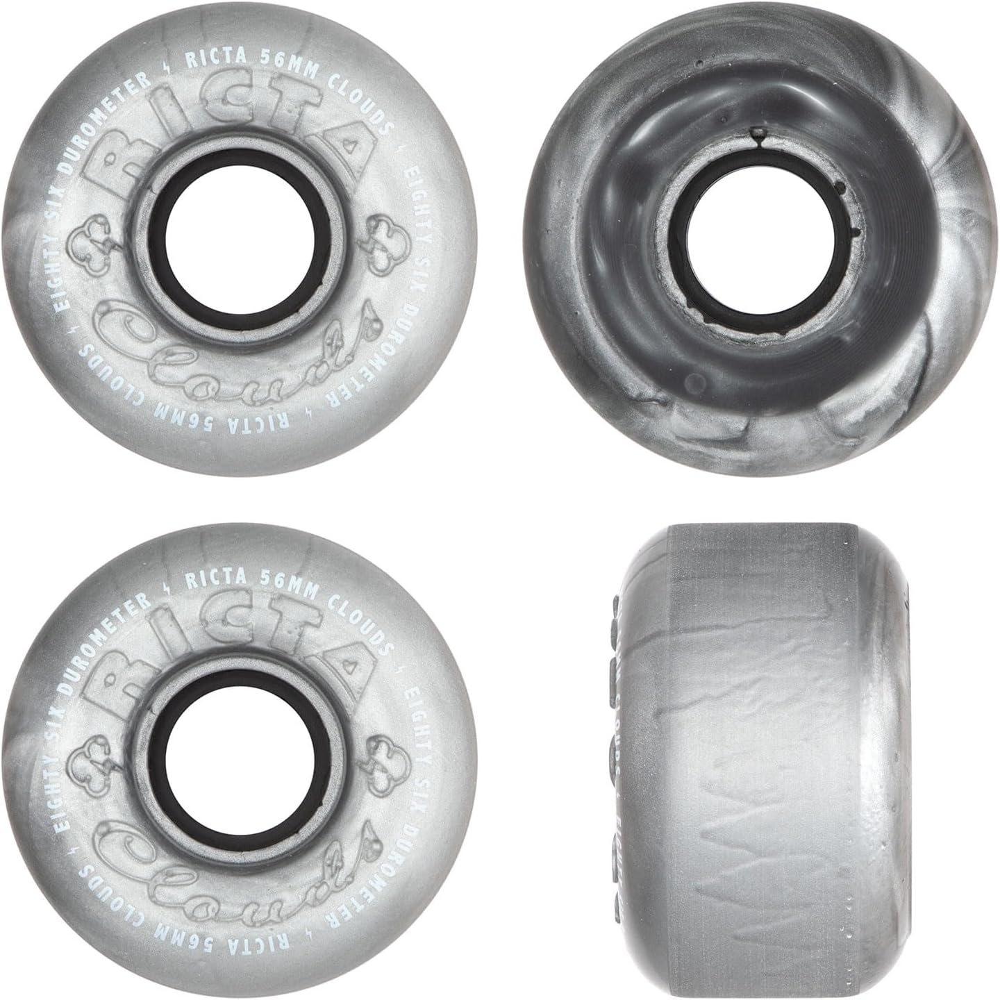Ricta 56mm Clouds Metallic Silver 86a Skateboard Wheels