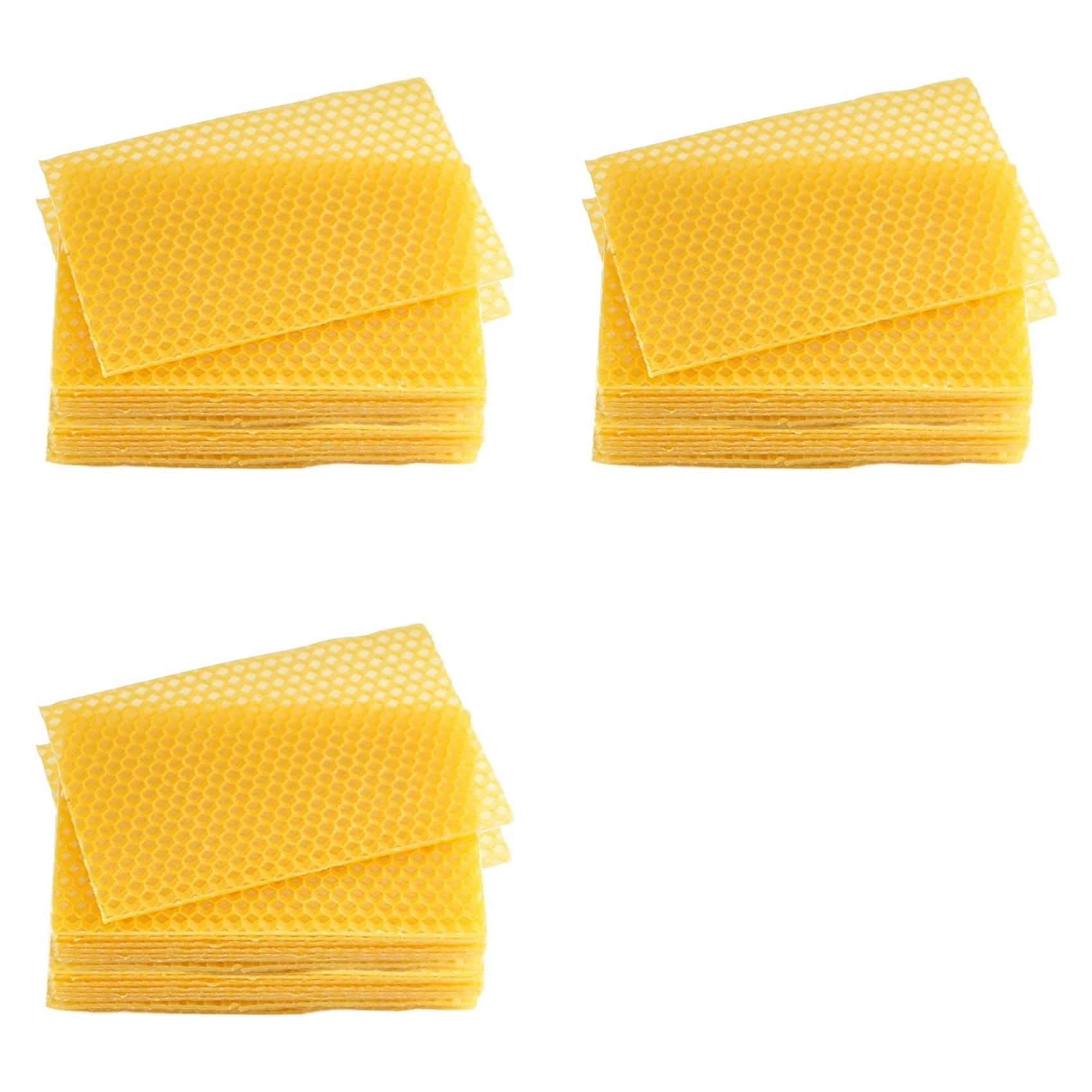 Jnchdghwa Yellow Beeswax Sheets 90Pcs Beeswax Foundation Sheets Wax Foundation For Bee Frames Natural Honeycomb Sheets Beeswax Sheets
