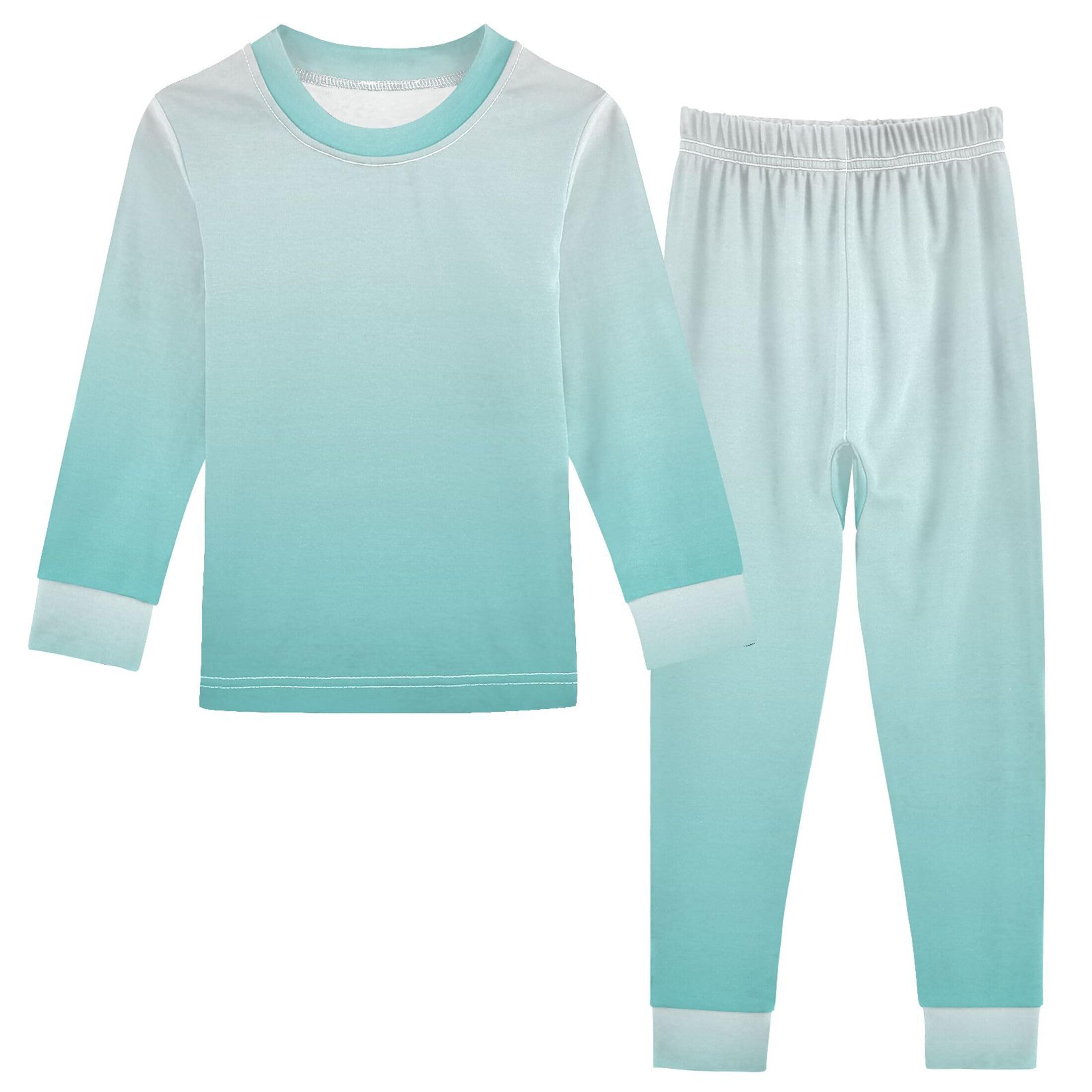Gradient Mint Green Long Sleeve Pajamas Set Sleepwear Jammies 2pcs Set Pjs Gradient Mint Green