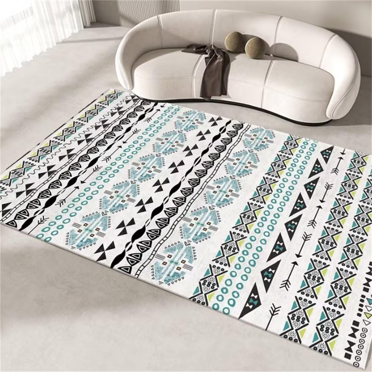 Tapis intérieur moderne bleu 160x230cm aux finitions soignées style épuré