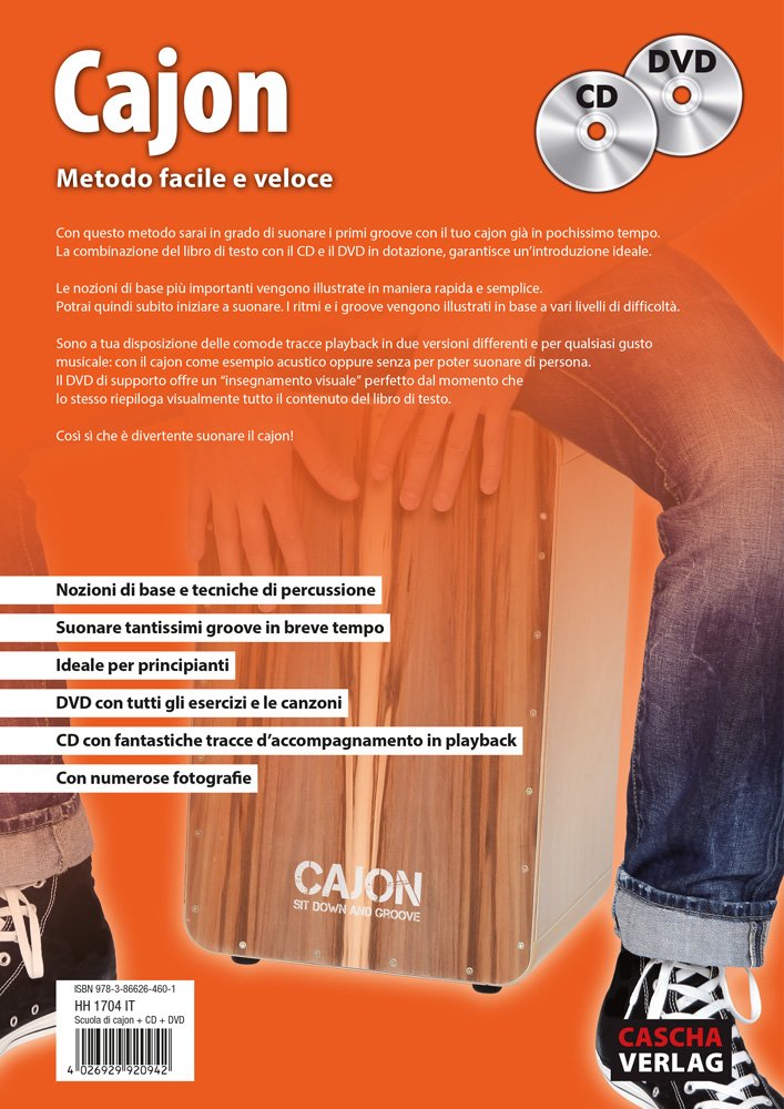 CASCHA HH 2084 IT Cajon Box Bundle - idéal pour les débutants - Cajon avec sac à dos et livre de cajon en italien (avec CD et DVD)