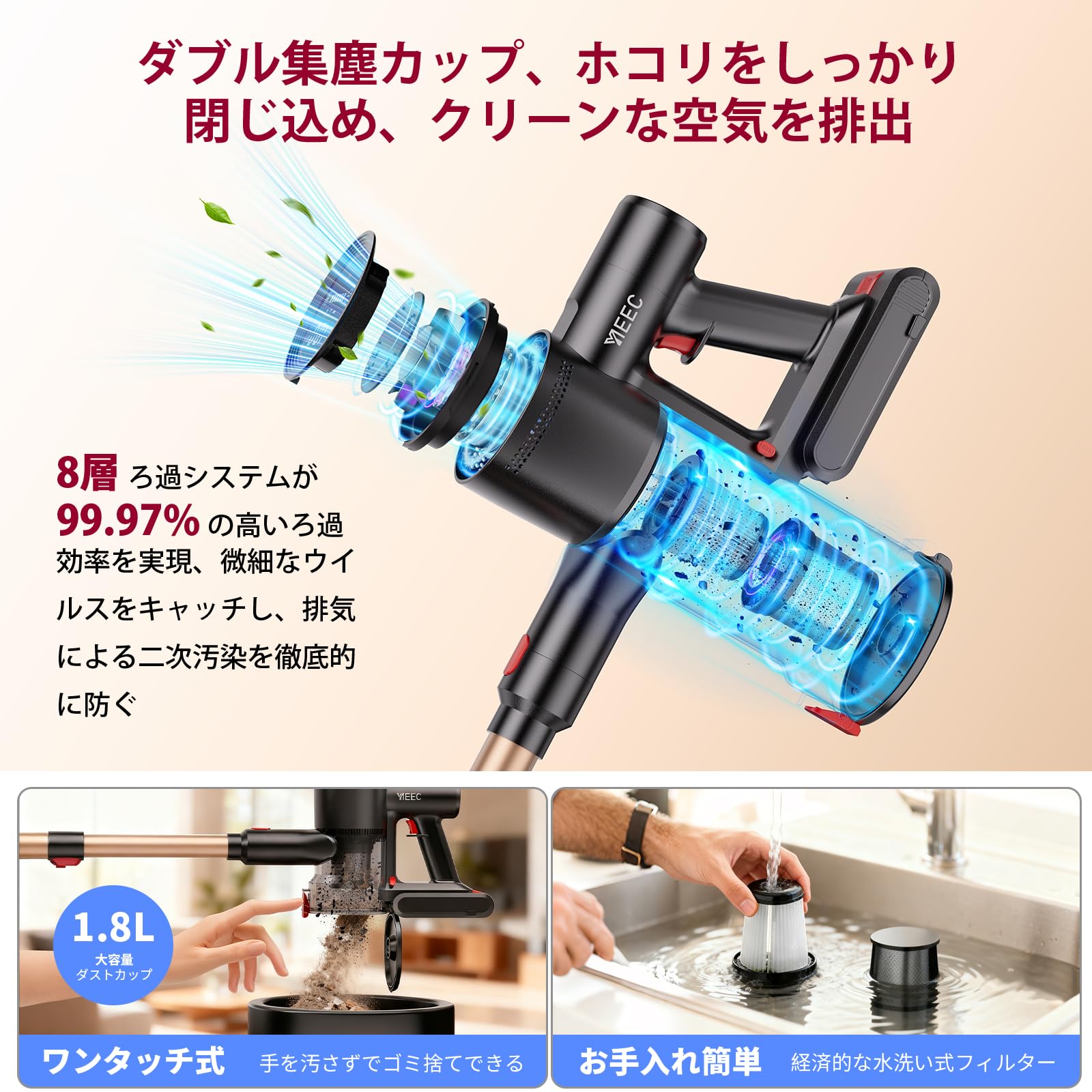 掃除機 コードレス　2027先行バージョン 業界初独立モーター自走式 掃除機・クリーナー