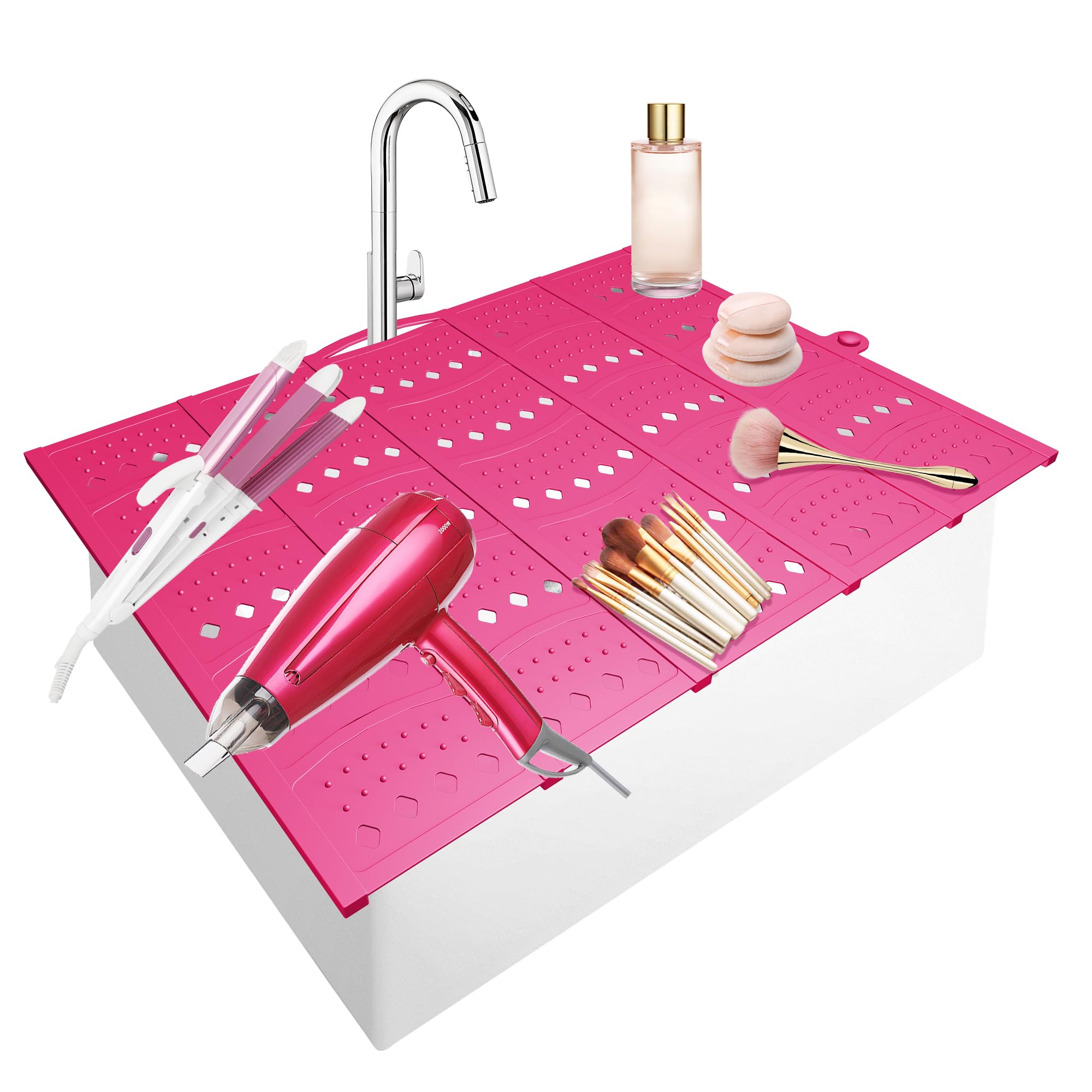 Mofason Bathroom Sink Top Cover Space Saver,Silicone Makeup Organizer Mat for Over Countertop,Small Bathroom Must Haves Accessories Rv Camper Travel