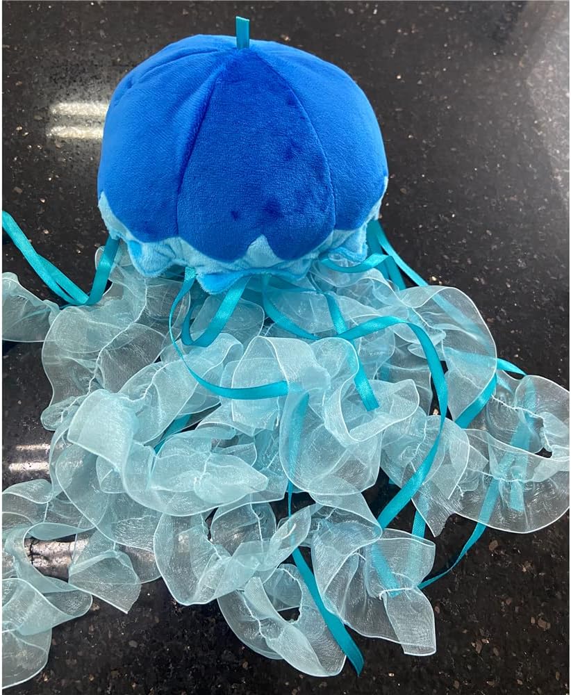 JIANEEXSQ Creative Colorful Jellyfish Stuffed Animal Simulation Sea Animal Jelly Fish Plush Toy for Kids's Room Decor Birthday Gift (Blue)