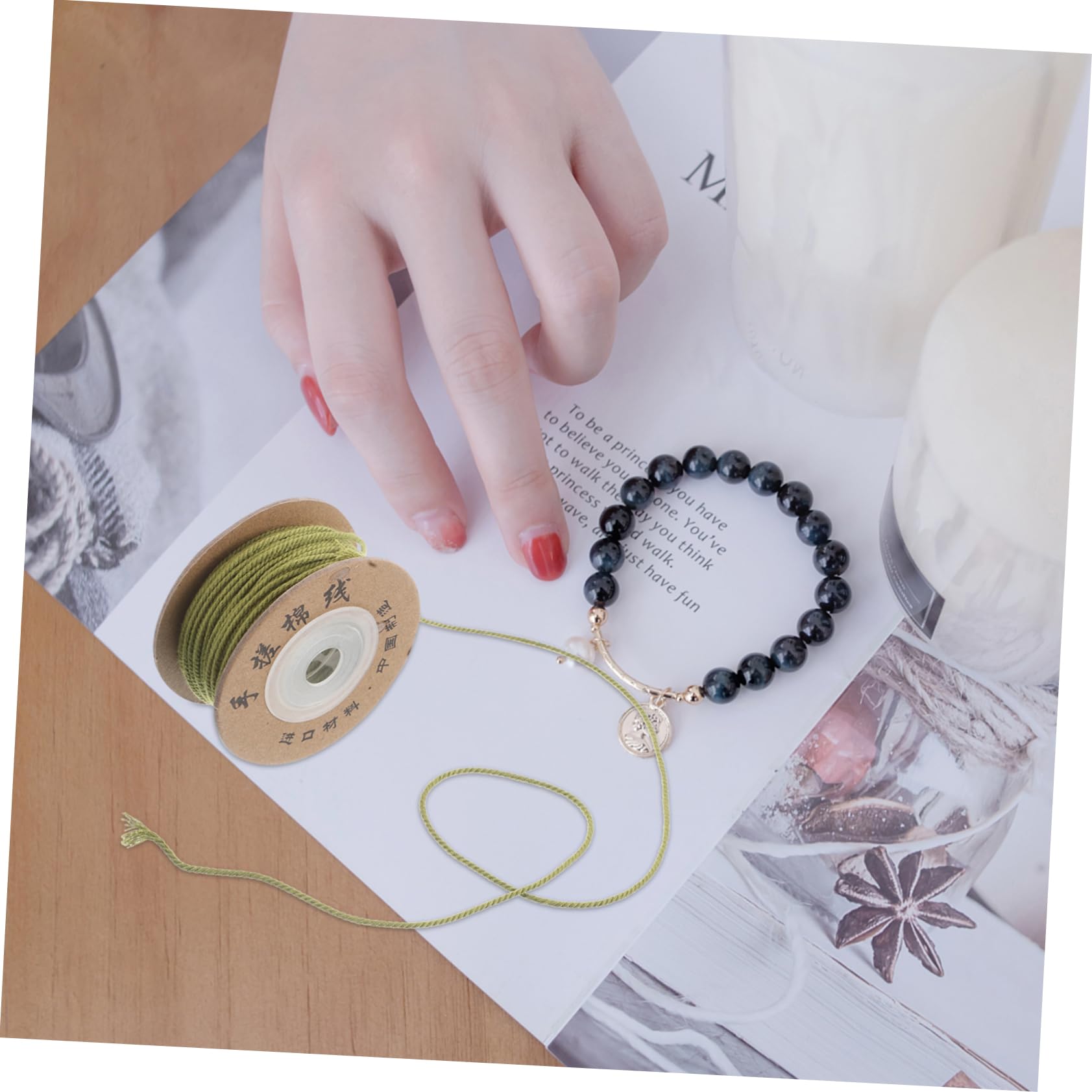 Kisangel 12piezas Cuerda Trenzada de Algodón Hilo para Cuentas Cordón para Pulseras Cuentas para Macramé y Fabricación de Joyas Color Natural Unidades
