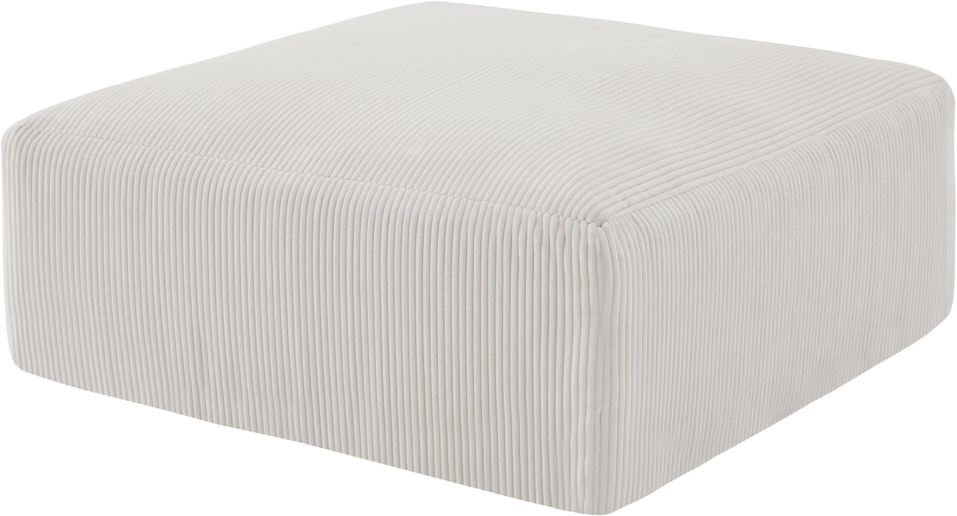Ottomans for Sectional U Shaped Couch or Sofa Bed for Living Room-40'' Boneless Cloud Footstool-No Assembly Required, Modular Corduroy Full Sponge Compression Foot Stool Pouf, Beige, Sets of 1