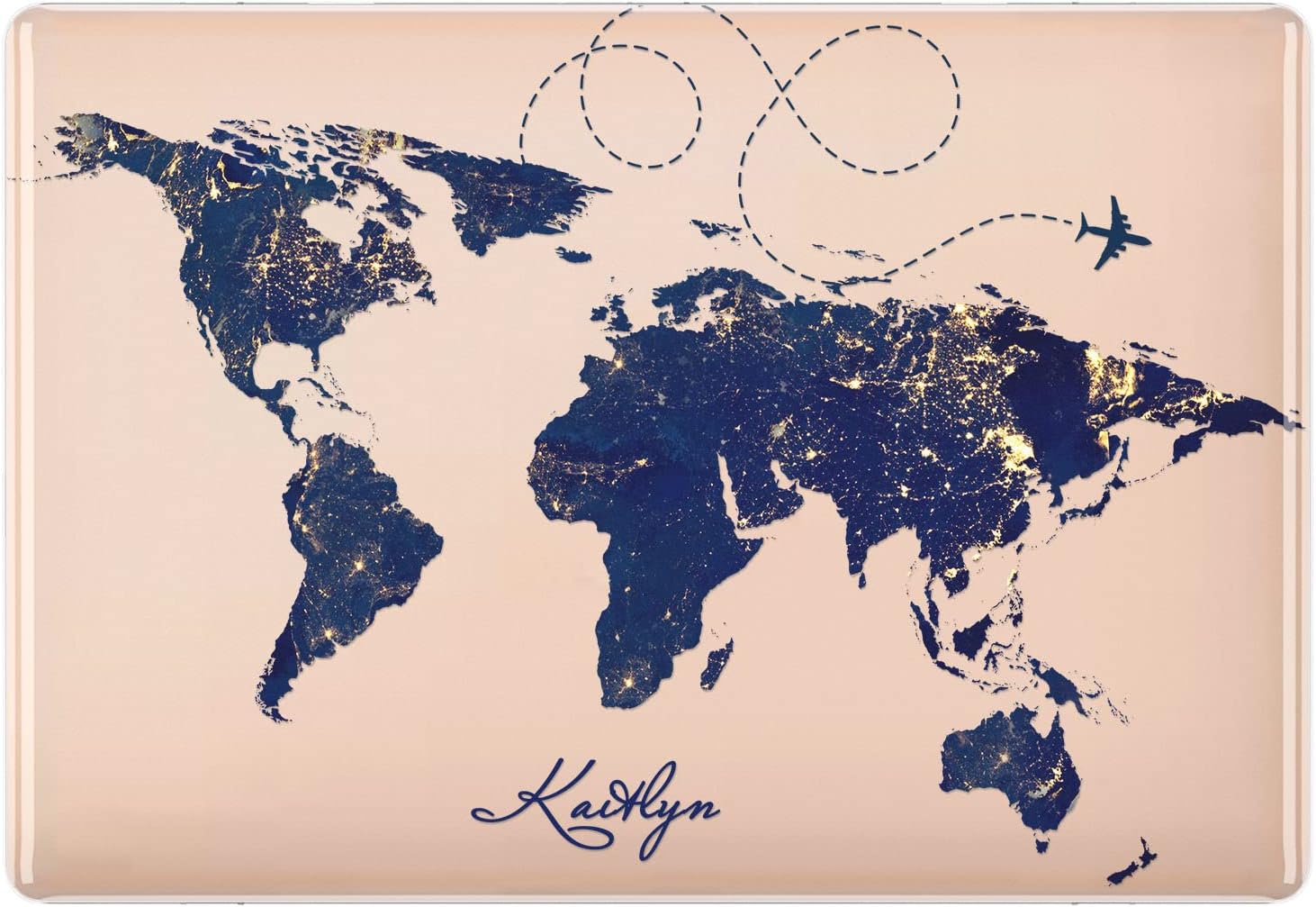 Hard Case Compatible with MacBook Air 13 15 inch Pro 16 14 M5 M4 M3 M2 M1 2026 2025 2024 2022 2020 Plastic Cover Custom Name Travel World Map Space Protective Laptop Clear Personalized for Him
