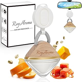 Long Lasting Car Fresheners for Women, Non Toxic Car Air Freshener with Adjustable Rope,Luxury Cars Diffusers for Essential Oils, Clear Plant-Based Essential Oil | Sea Salted Caramel Scent