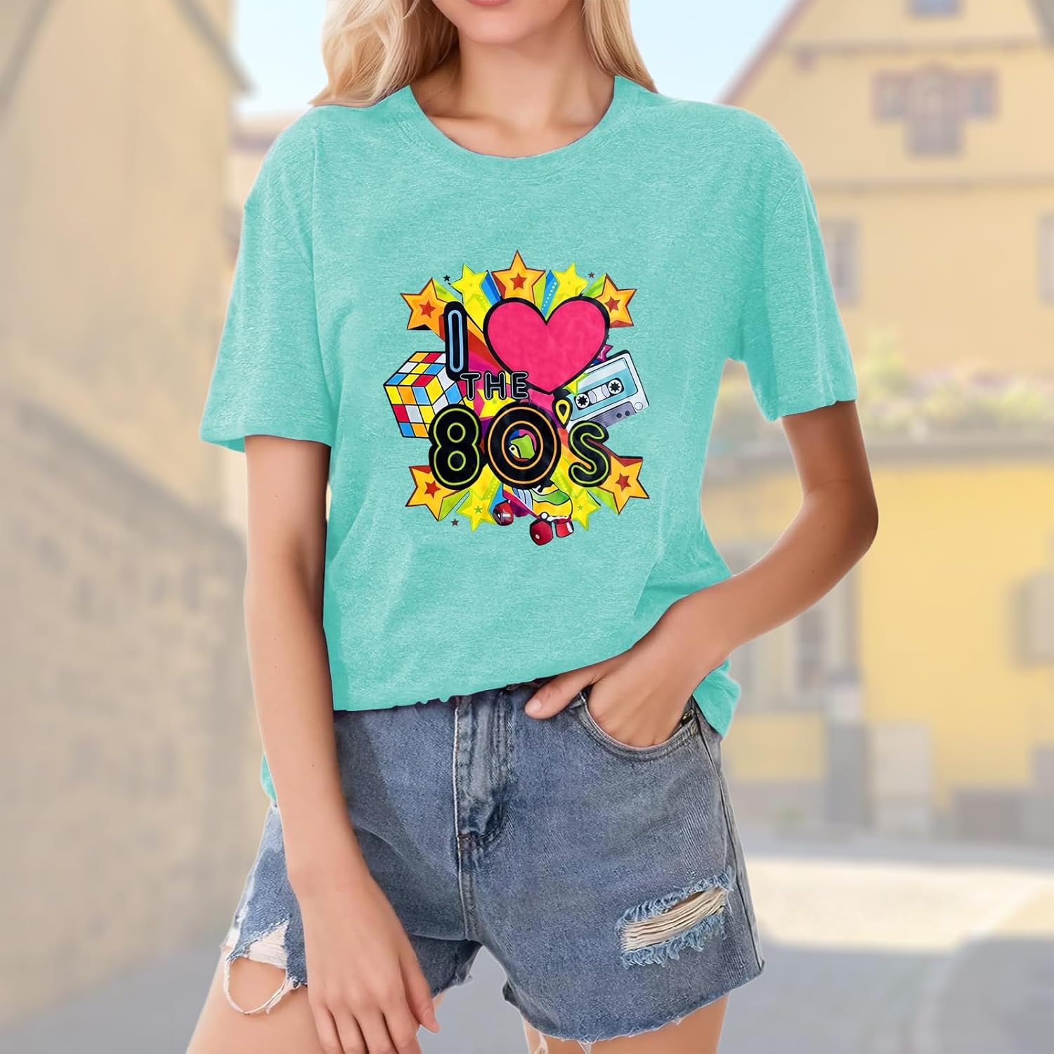 80s Shirts for Women 1980s Party Graphic Tee Tops Retro 90s Disco Music Themed Party Style Outfit - Image 6