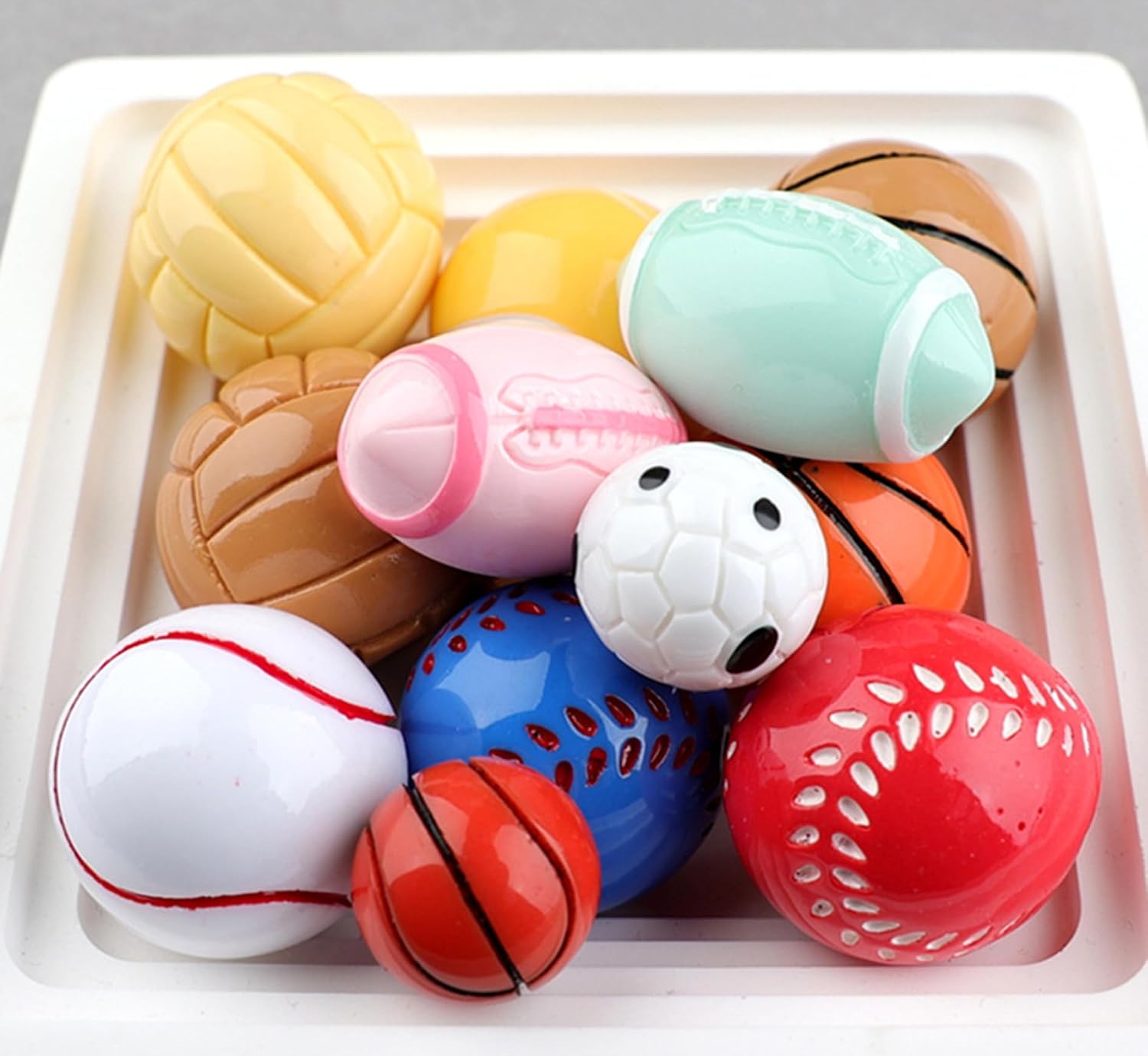 12 Pcs Mini Resin Sports Balls Miniature Ball Figurines Soccer Basketball Baseball Volleyball Football Dollhouse Accessories Fairy Garden Decor DIY Craft image 3