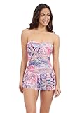Karma Women’s Paisley Print Sweetheart Bandeau Swim Dress with Soft Cups&comma;Tummy Control Swim Essential