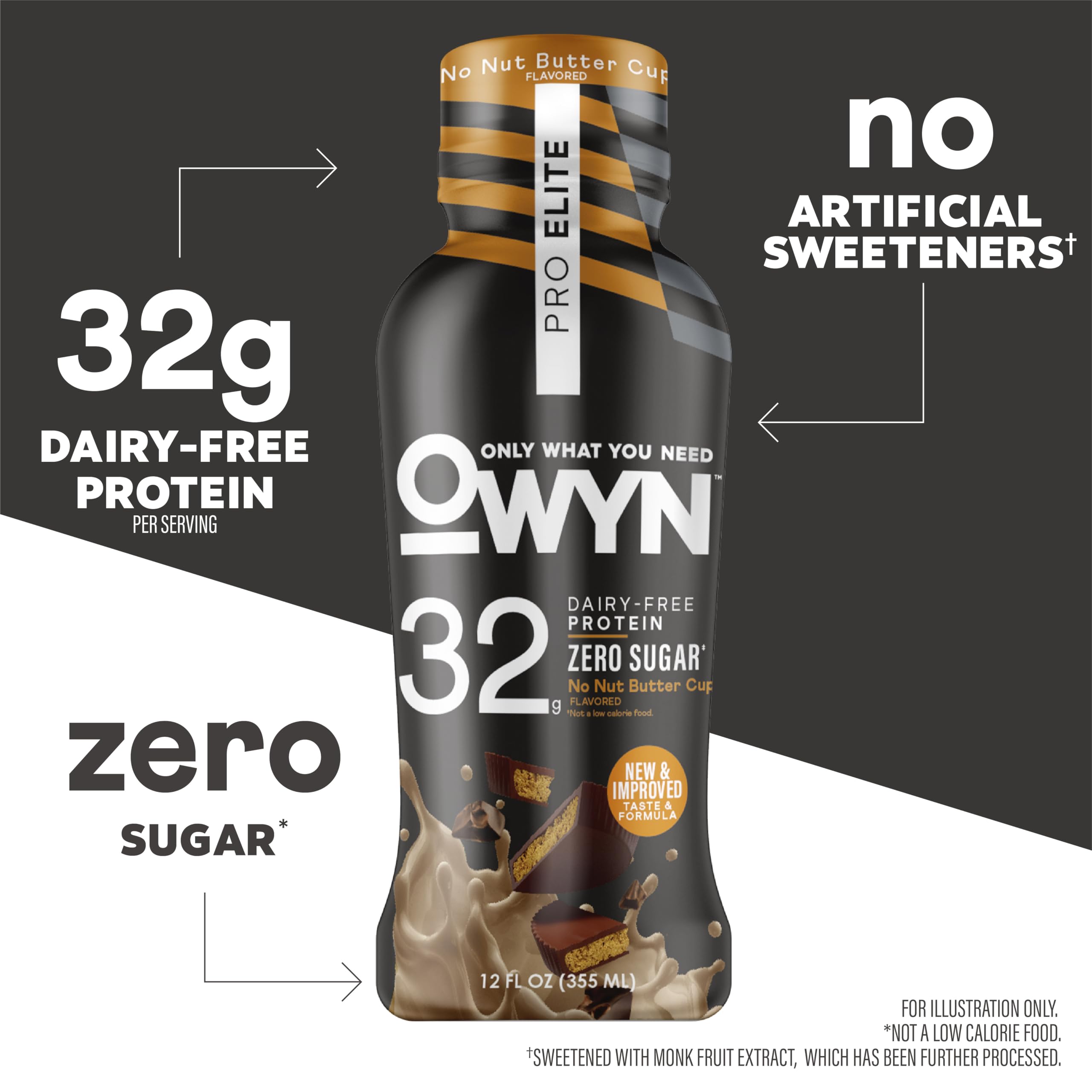 OWYN Only What You Need Pro Elite Plant-Based High Protein Shake | No Nut Butter Cup, 12-Pack | 35g Plant Protein and Superfoods Greens for Workout and Recovery, 0g Net Carbs, Zero Sugar, Keto, Vegan