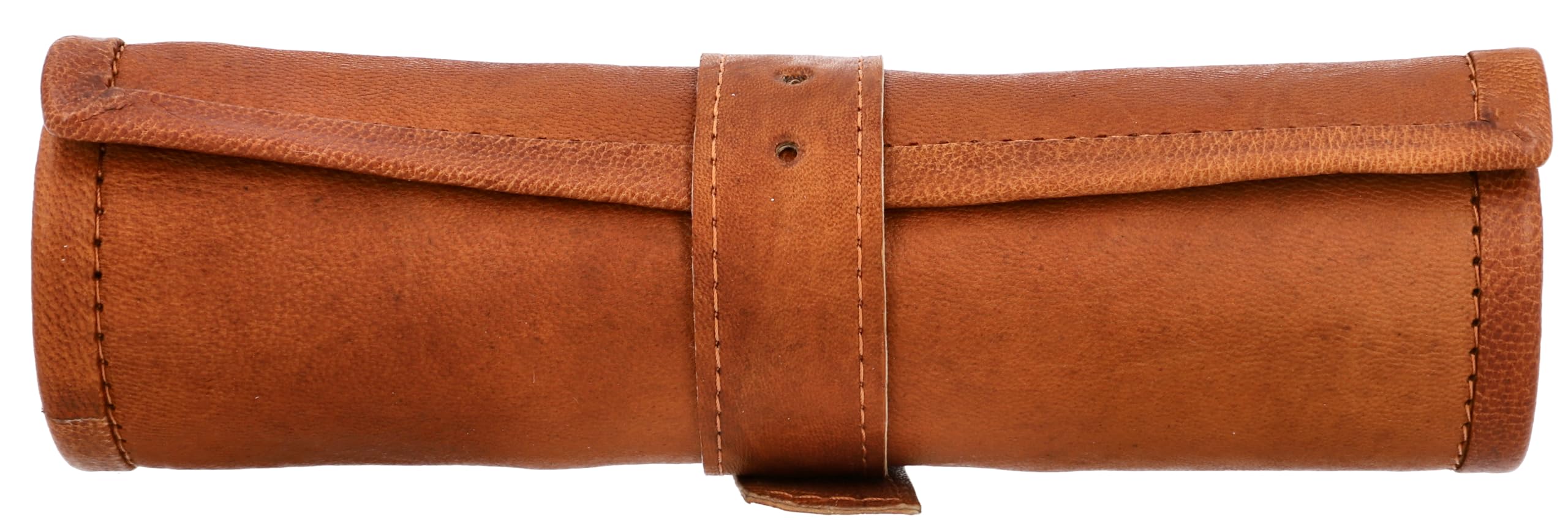 Gusti Federtasche Leder - Robbie Damen und Herren Stifterolle Federtasche Schlamperrolle Stifteetui Vintage Braun Leder