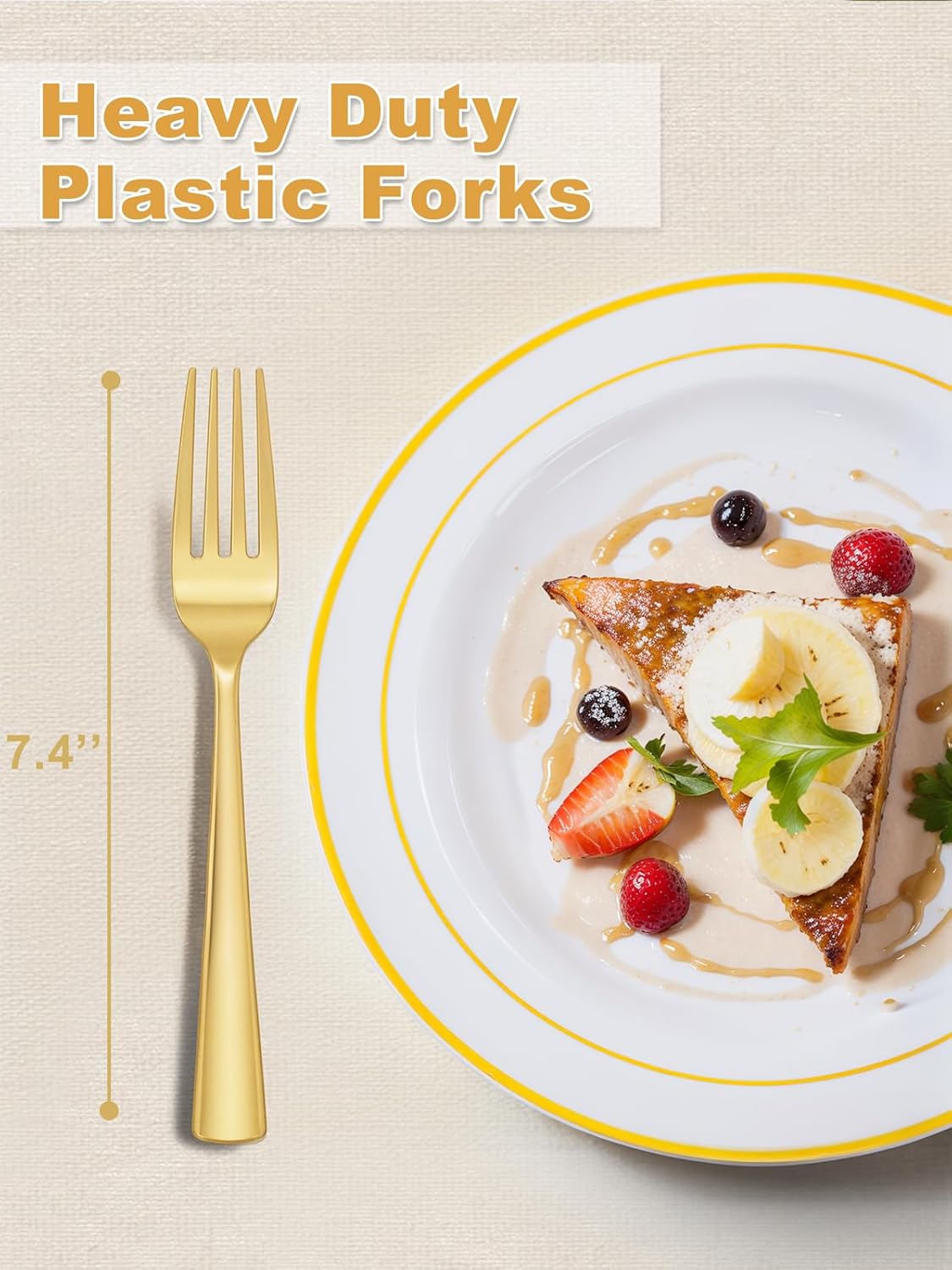 WDF 300PCS Gold Plastic Forks - Heavy Duty Gold Forks Disposable - Sturdy&Durable Plastic Silverware Bulk for Wedding Party Daily Using Baby Shower Spring