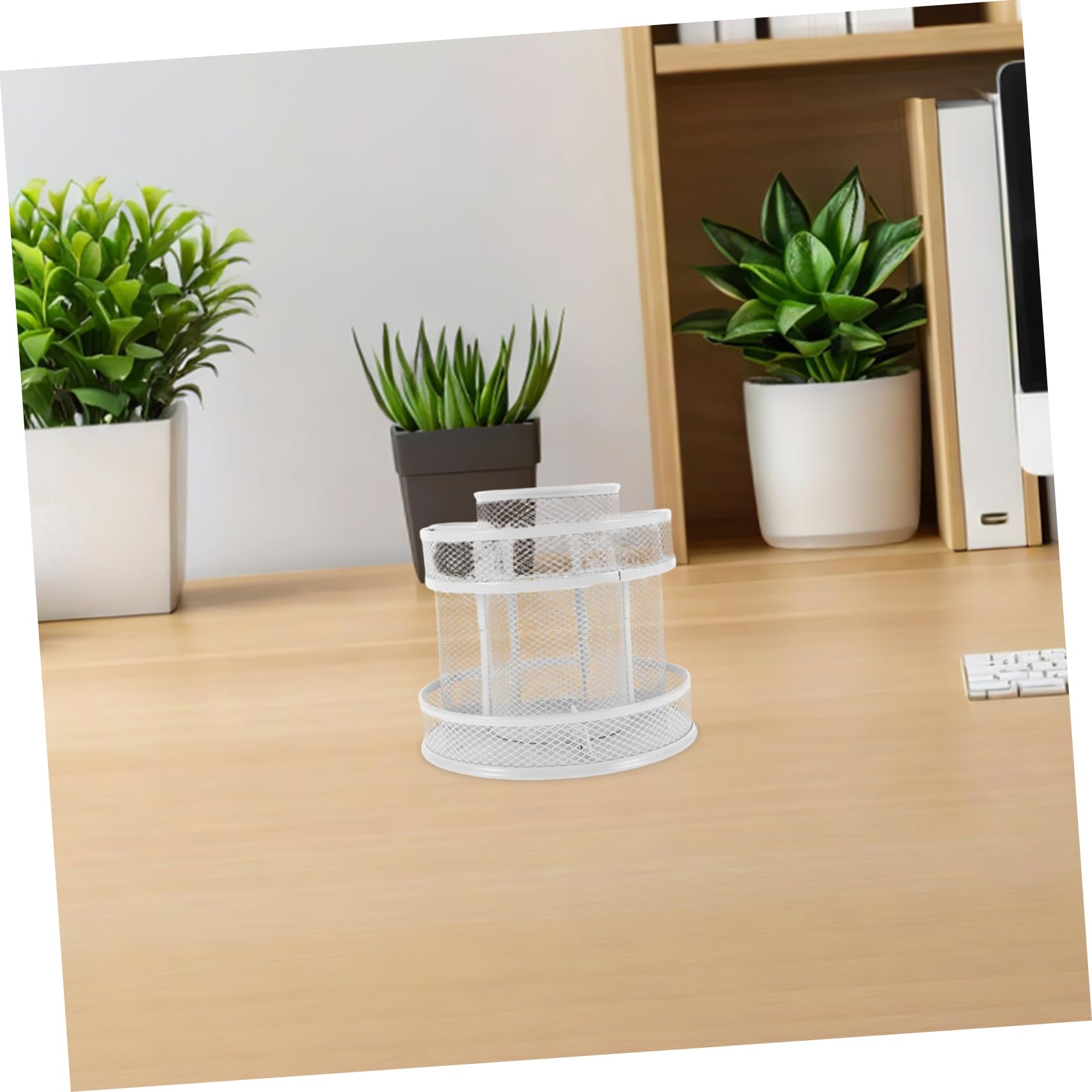 360grado Portapenne Girevole da Scrivania Gradi in Metallo Resistente Organizer per Cancelleria Design Due Strati e Visibilità Chiara Adatto per Ufficio e Casa