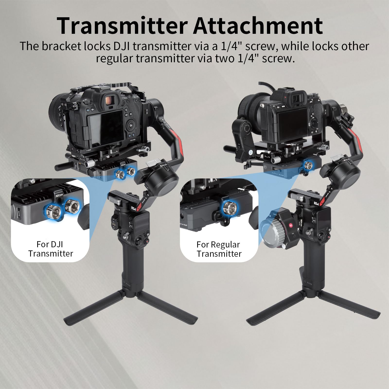 Nitze Staffa Video Wireless Stabilizzatore per DJI RS 2/RSC 2/RS 3/RS 3 Pro/RS 4/RS 4 Pro/RS 5 Gimbal - N28-S5