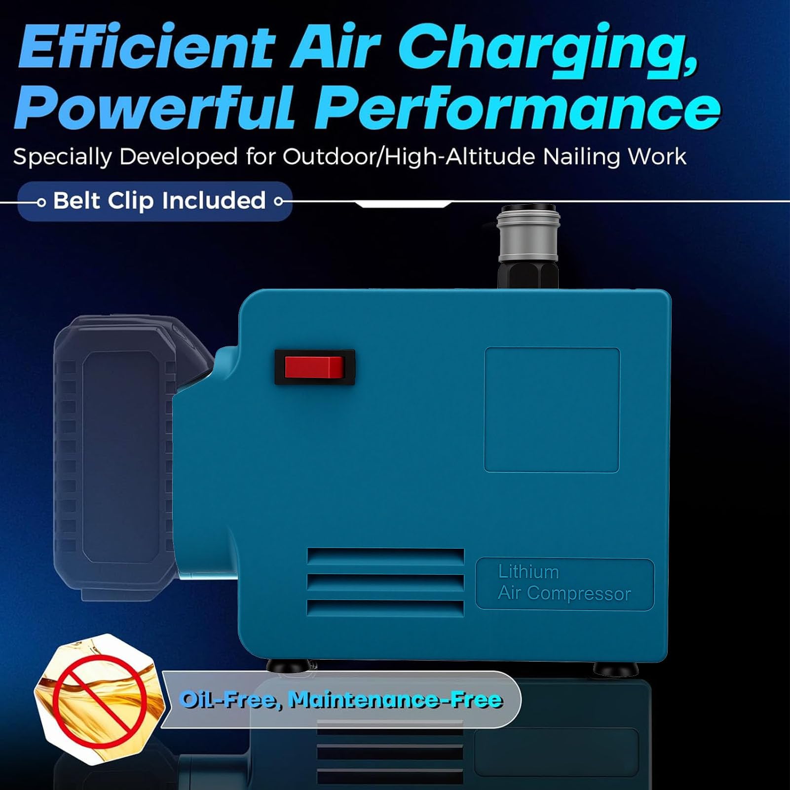Eujgoov Compressore D'aria a Batteria 175PSI per Pistola Sparachiodi Pneumatica a Batteria