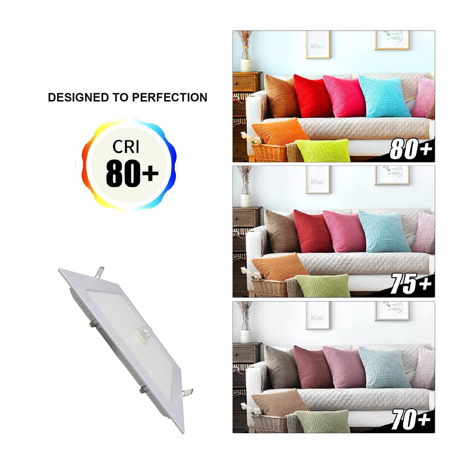 LED ATOMANT 5x Panel LED Empotrable 220mm 18W Color Luz Fria con Sensor | Color Blanco Frio 6500K, 1600 Lumenes, Sensor crepuscular