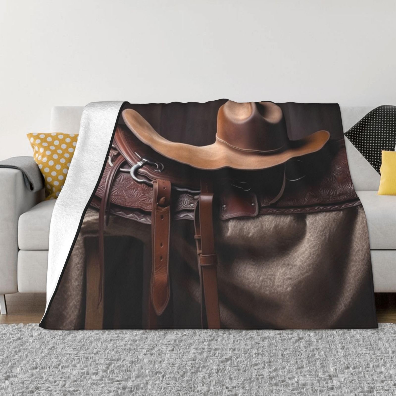 Plaid en micro-polaire de flanelle supérieure au design cowboy chic