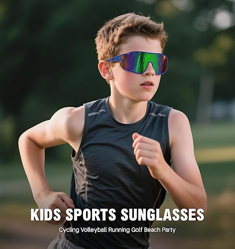 Miniatura 2 de MARIDA Gafas de sol para niños, gafas de sol de béisbol juveniles, protección UV400, gafas de ciclismo deportivas para niños y niñas de 10 a 16 años