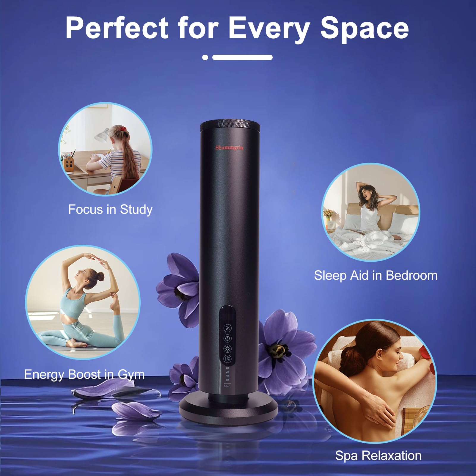 Difusor de aire Bluetooth sin agua, difusor de aromaterapia de aceites esenciales con temporizador, cobertura de 1200 pies cuadrados, apto para el hogar, oficina, dormitorio y spa