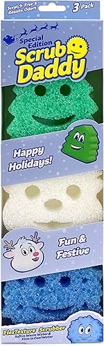 Scrub Daddy Juego de esponjas – Formas de invierno – Estropajos antiarañazos para platos y hogar, resistente al olor, temperatura controlada, suave