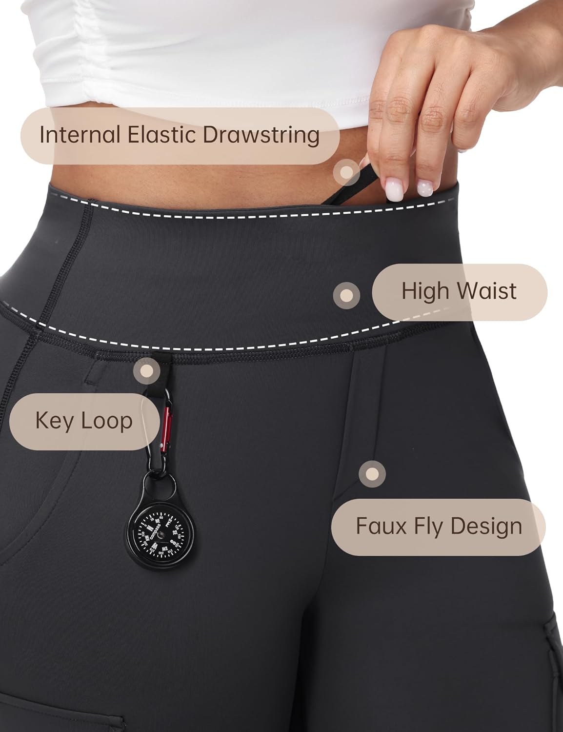 HOTSUIT Cargo-Yoga-Pants for Women 6 Pockets Stretch Work Trouser Adjustable High Waist Leggings Office Casual Travel 29'' - Image 4