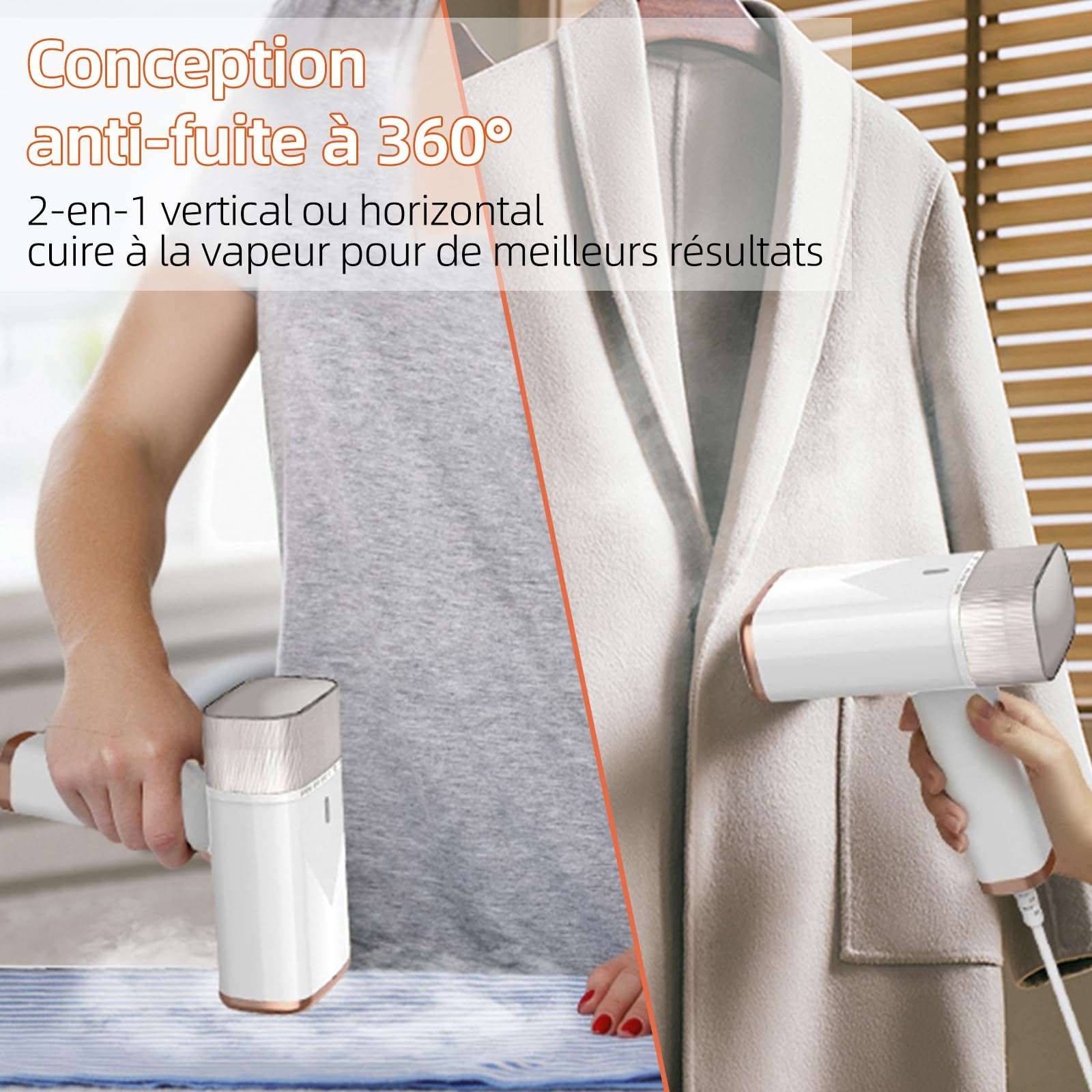 Definitrice a vapore verticale, ferro da stiro verticale portatile 1000 W 150 ml, Vapore a vapore, adatto a tutti i tessuti, casa, viaggi, casa e ufficio