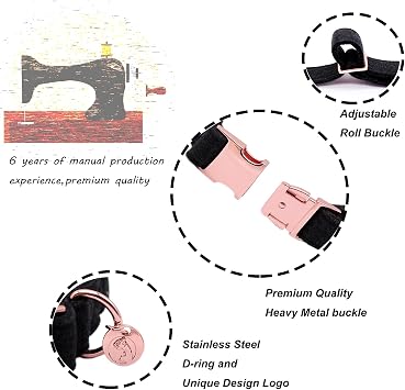 DOGWONG Cotton Dog Collar and Leash Black Pet Collar Soft Durable Basic Puppy Collar for Small Medium Large Dogs