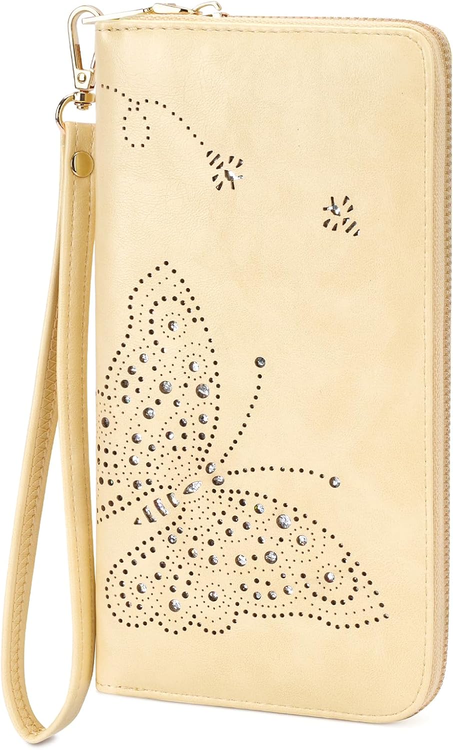 RFID Wallet Women, Large Capacity Butterfly Cell Phone Clutch Purses Ladies Wristlet Wallets for Women