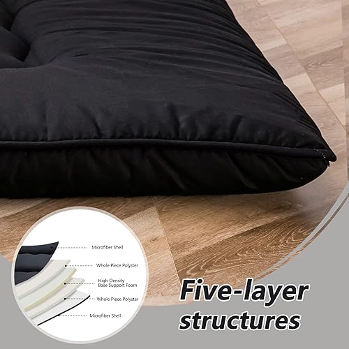 Miniatura 5 de MAXYOYO - Colchón para cuna de piso japonés negro de 4 pulgadas, colchón futón, estrecho, para dos camas individuales, para adultos, colchón