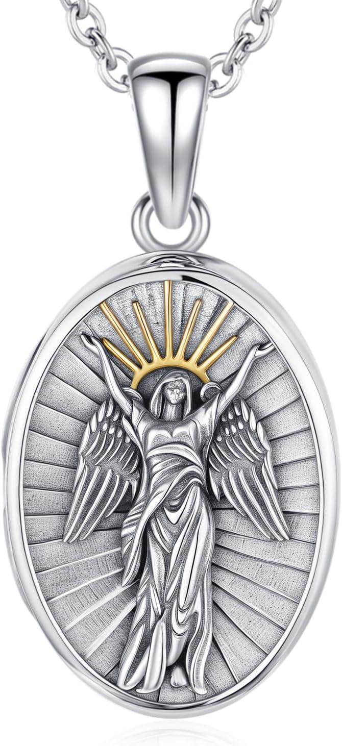 Guardian Angel/St Michael Necklace 925 Sterling Silver Christian Religious Patron Saint Medal Necklace Jewelry Gifts for Women