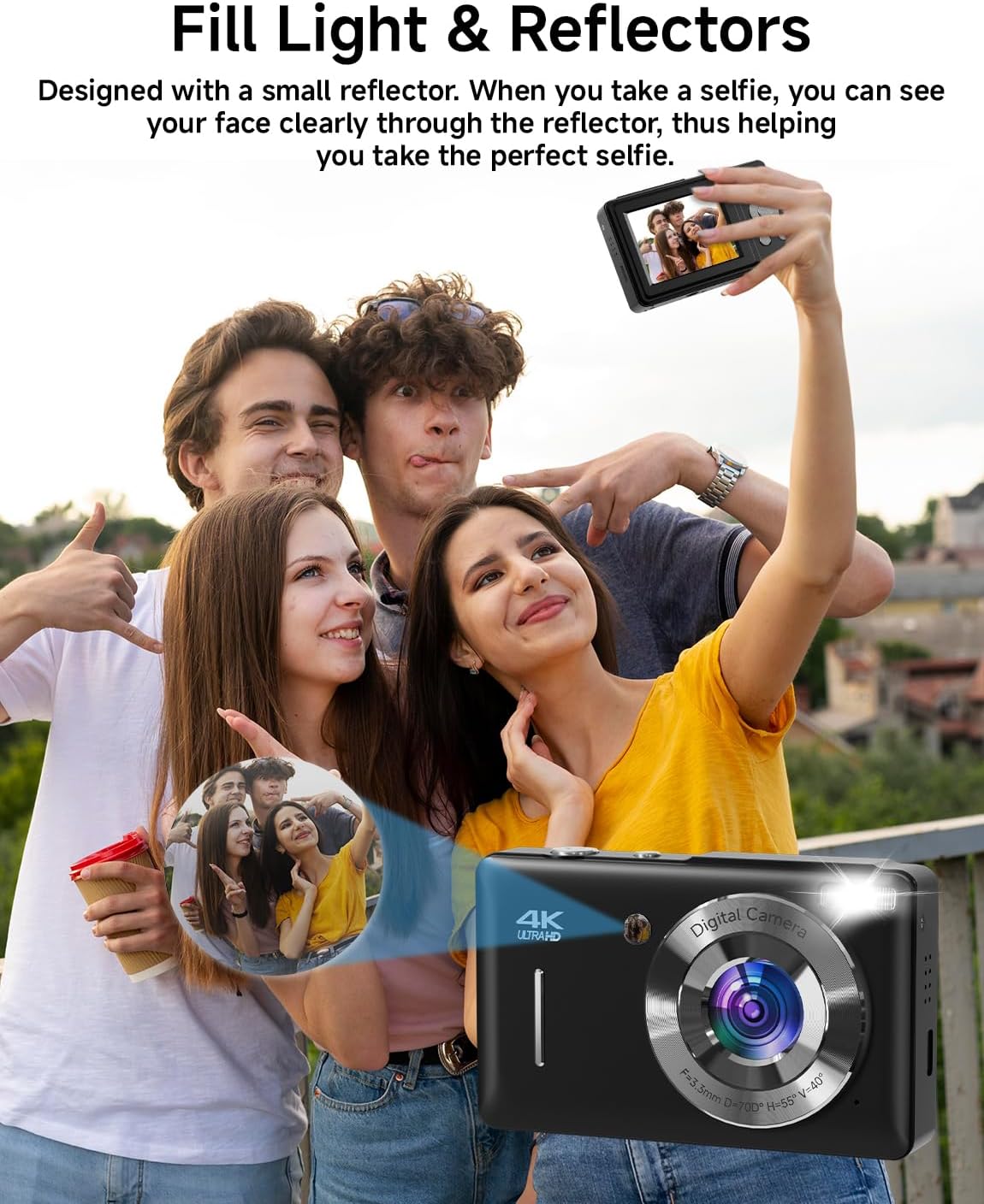 Digital Camera for Kids, FHD 1080P 44MP Point and Shoot Digital Camera with Face Detect, Smile Capture, 18X Zoom, 20 Filters, Anti Shake, 32GB SD Card Blcak Compact Vintage Camera for Kids Boys Girls - Image 4