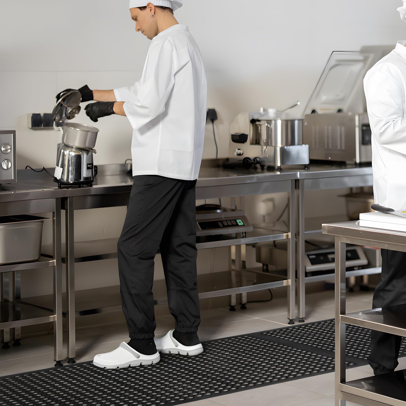 Grandi tappetini in gomma per esterni, 90 cm x 150 cm, tappetino per drenaggio in gomma, antiscivolo, per cucina industriale, bagno