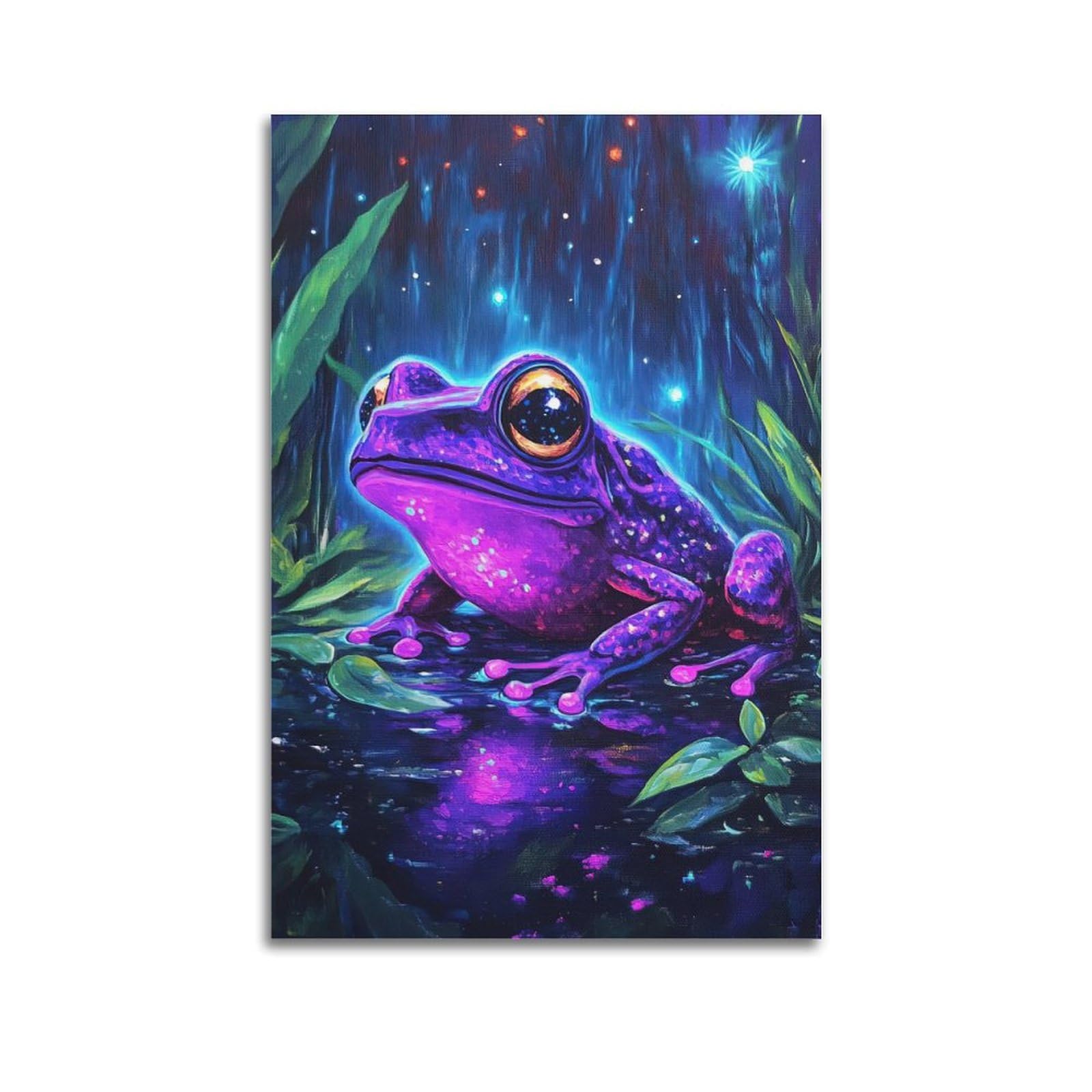 ZSZWHJ Animal Poster Purple Frog Poster Decorative Painting Canvas Wall Posters And Art Picture Print Modern Family Bedroom Decor Posters 20x30inch(50x75cm)