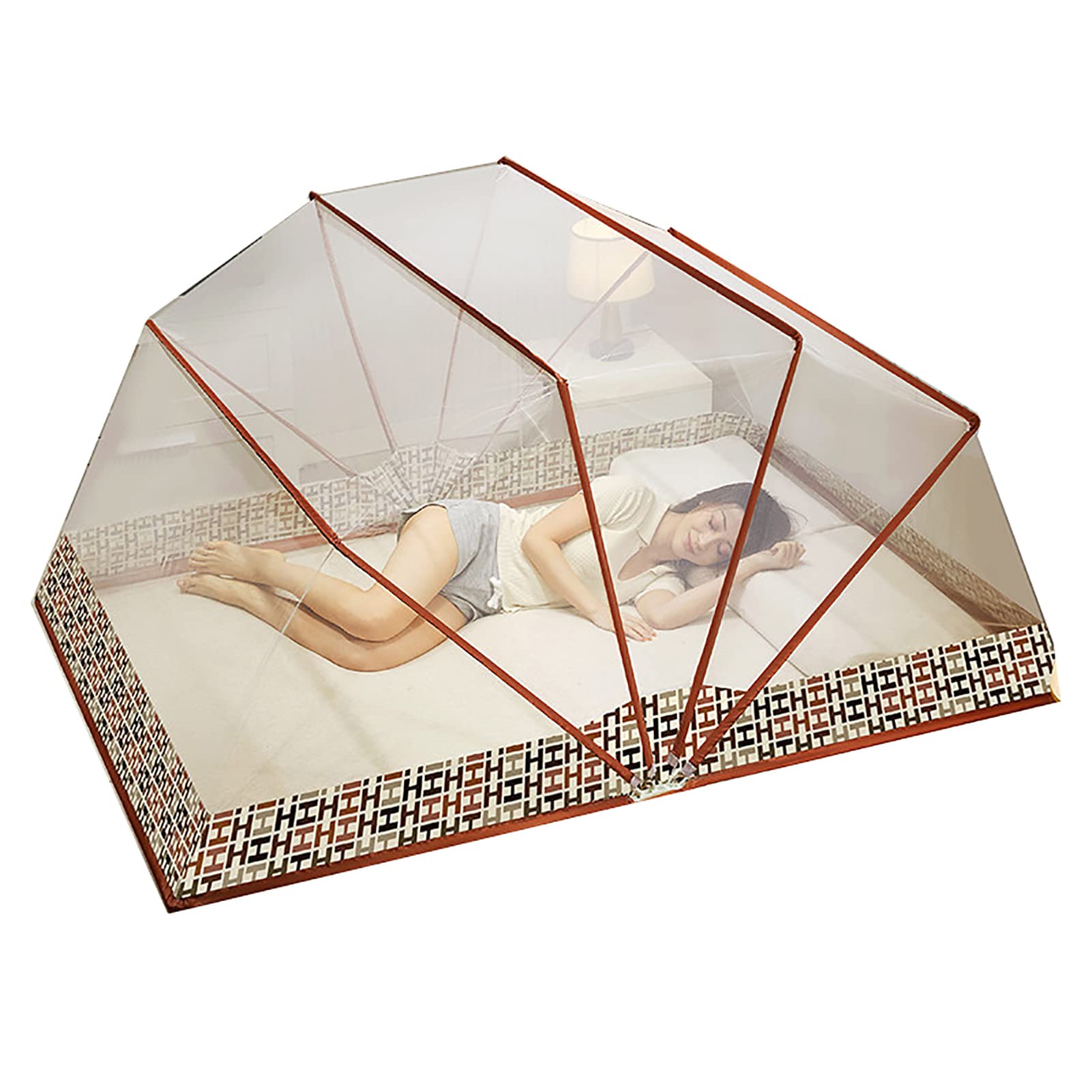GJMSSMY Folding Mosquito Net,6 Brackets Sleeping Net Bed Canopy Bed Tents Easy to Store Tent for Travel No Installation Mosquito Net Convenient Breathable,D,135x190x95CM