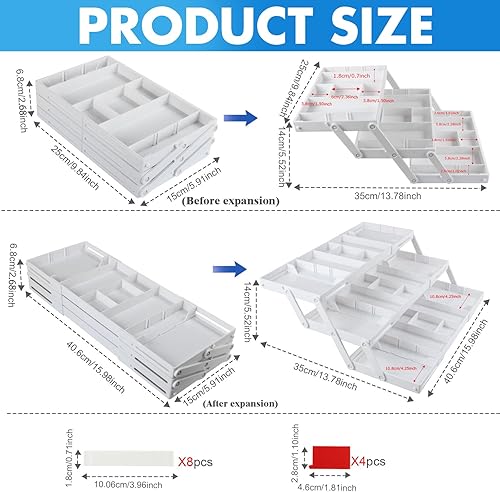 Miniatura 2 de Organizador de cajones de 3 niveles, organizador de cajones de basura expandible, organizador de cajones inteligente de varios niveles para
