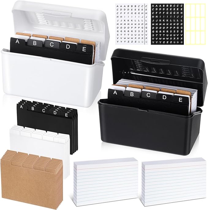 Colarr 2 Pcs Index Card Holder 3 x 5 Index Card Box with