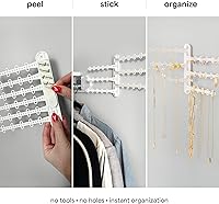 Vista 5 de Organizador de joyas de pared de 6 niveles y 6 pulgadas, tiras Command incluidas para colgar fácilmente, organizador de aretes de 120 agujeros