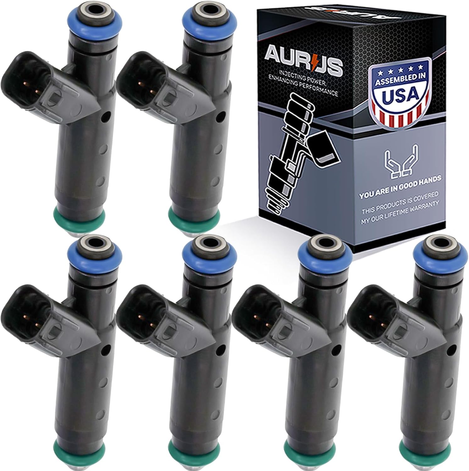AURUS 6pc Fuel Injectors XF2E-C4B - Compatible With 2002-2004 Ford Mustang V6 & 1998-2003 Ford Truck Windstar (Set of 6)