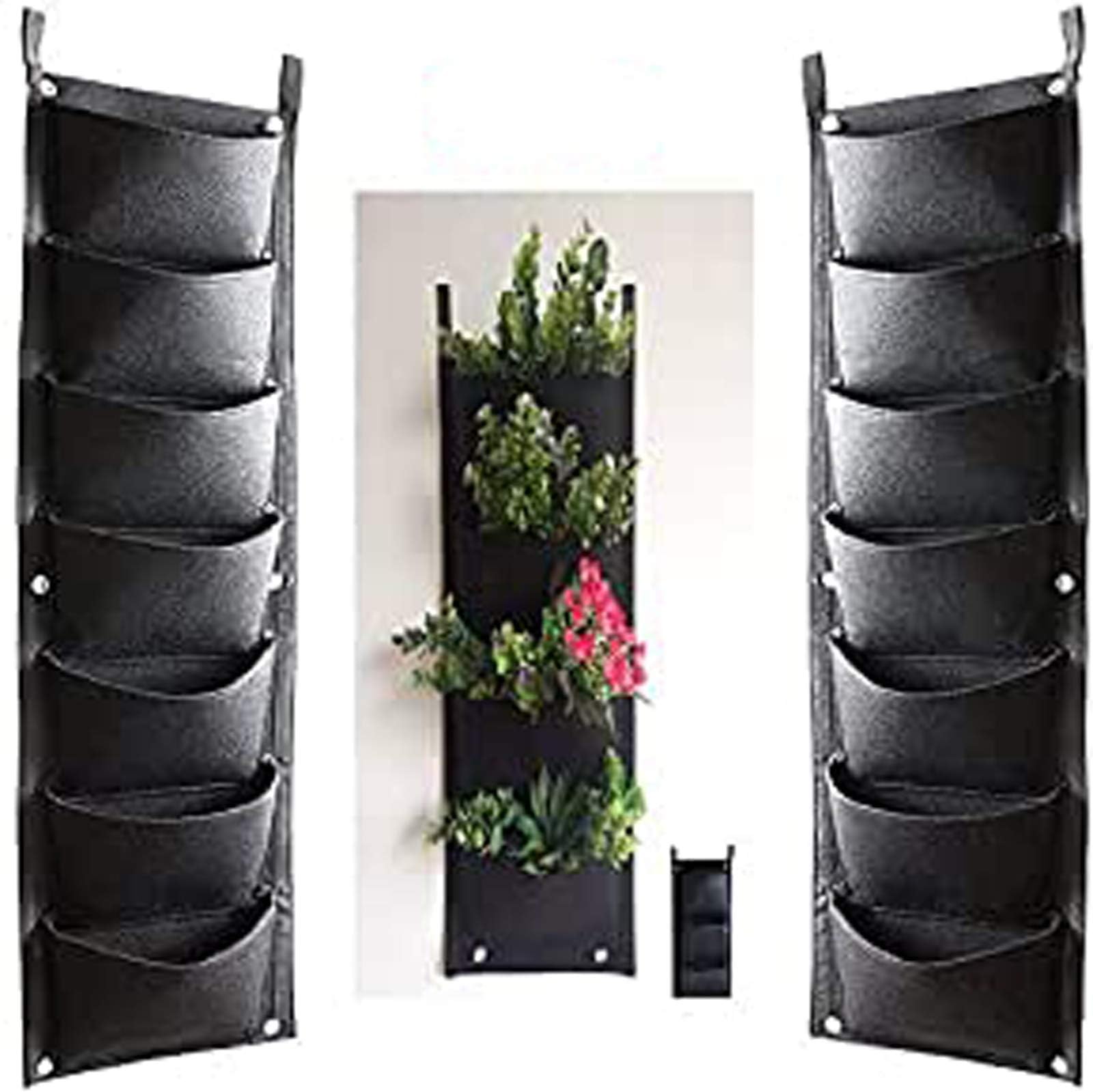 HIMM7 Pockets Vertical Wall Planter,Wall Hanging Garden Fence Planting Grow Bags For Yard Garden Home Decoration