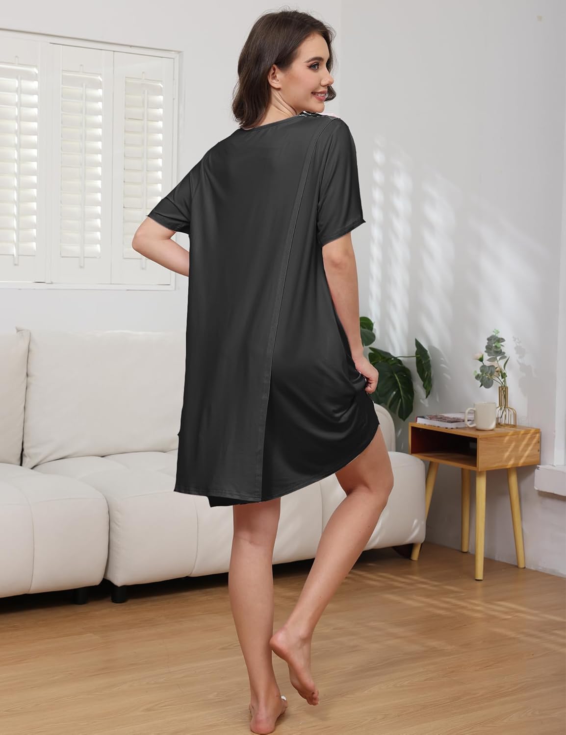 Hospital Gowns for Women Open Back Tear Away Snap Post shoulder Dress Short Sleeve Soft Adaptive Clothing with Pockets - Image 2