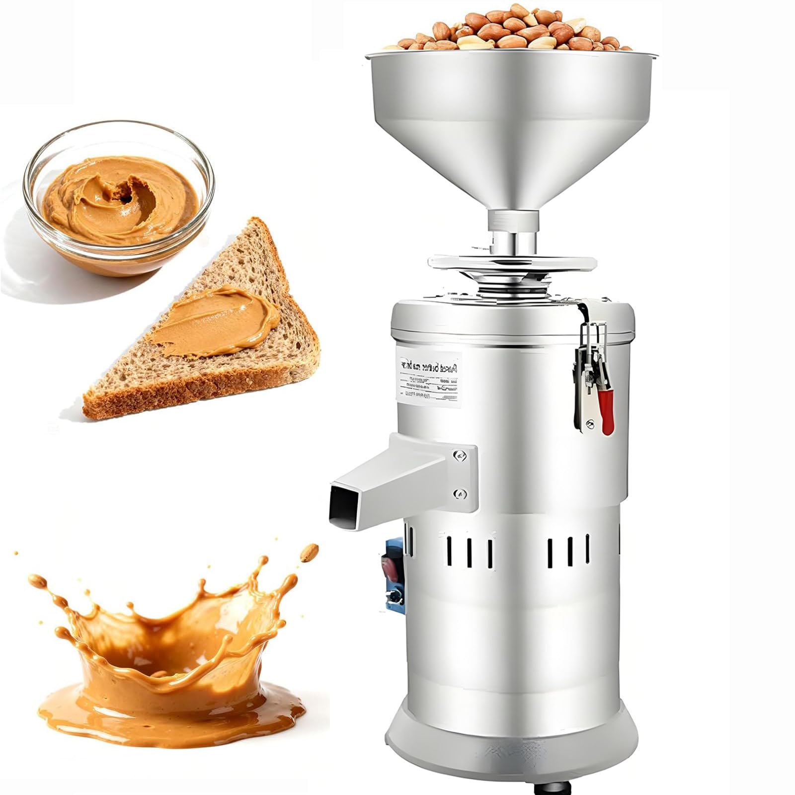Broyeur à Beurre de cacahuète Professionnel 1100 W, capacité 15 kg/h, Moulin à Grains électrique, pour Riz, cacahuètes, amandes et graines de sésame